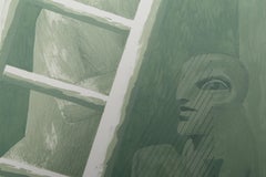 Figures with Ladder, Surrealist Lithograph by Horst Antes