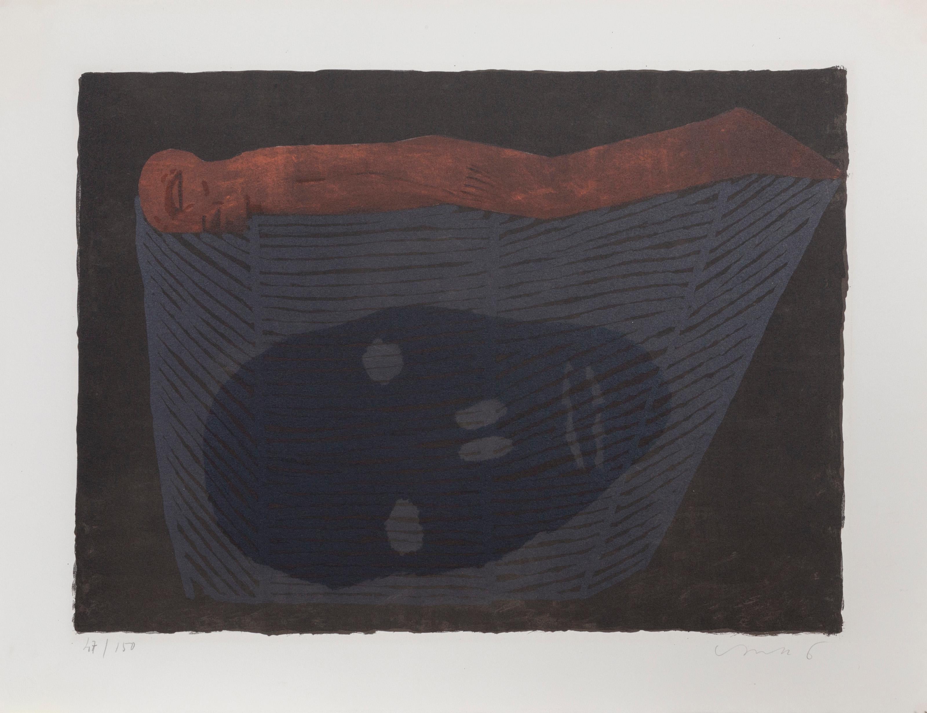 Floating Figure (Night)
Horst Antes, German (1936)
Lithograph, signed and numbered in pencil
Edition of 47/150
Image Size: 15.25 x 21 inches
Size: 20 x 25.5 in. (50.8 x 64.77 cm)