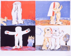 Litografía firmada por el artista neoexpresionista alemán Horst Antes del Ángel de la Historia