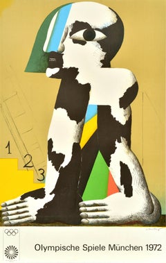 Original Vintage Sport Poster Munich Olympics 1972 Horst Antes 123 Podium Design