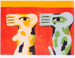 Signed surrealist lithograph by German artist Horst Antes, 1966- 68