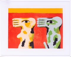 Signed surrealist lithograph by German artist Horst Antes, 1966- 68