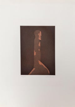Figura in piedi Viola, litografia surrealista di Horst Antes