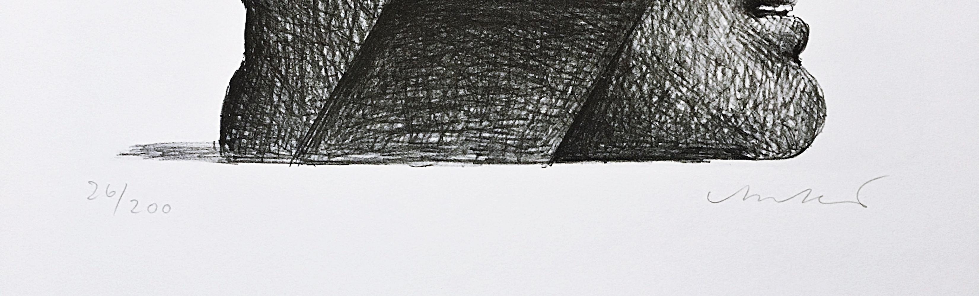 Horst Antes
Sans titre, du Portfolio de la Société suisse des arts (Lutze 629), 1975
Lithographie sur papier avec bords décolorés. 
Signé à la main et numéroté 26/200 par l'artiste au recto.
26 × 19 3/4 pouces
Non encadré
Cette estampe fantaisiste
