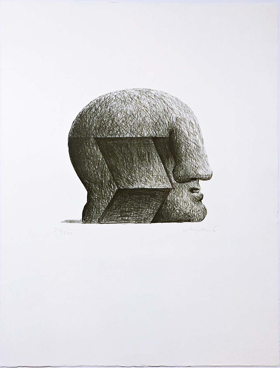 Head, Lithograph from the Swiss Society of Arts Portfolio (Lutze 629), Signed/N