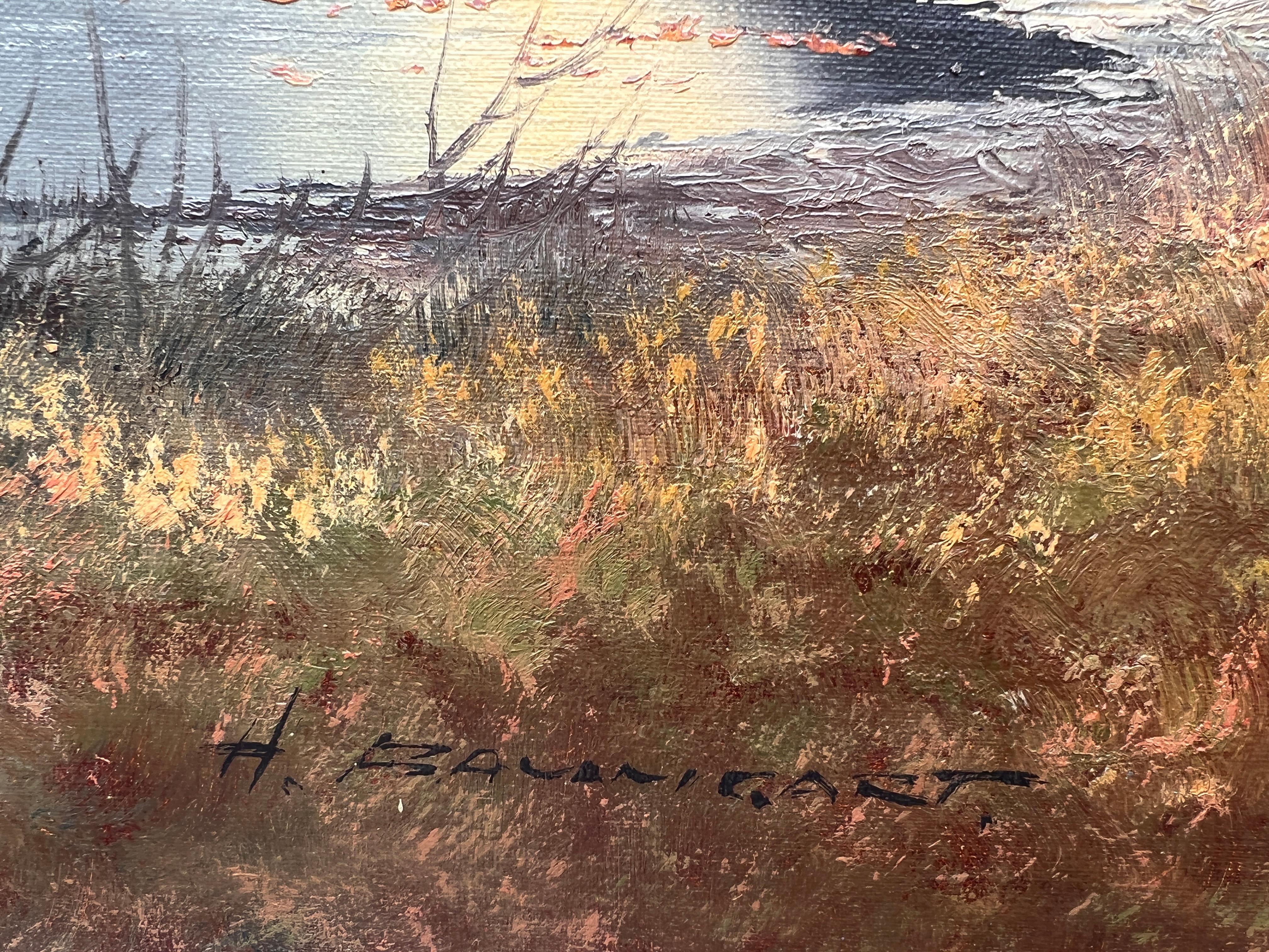 Artista tedesco Horst Baumgart (nato nel 1932), dipinto a olio su tela, Caccia. 6