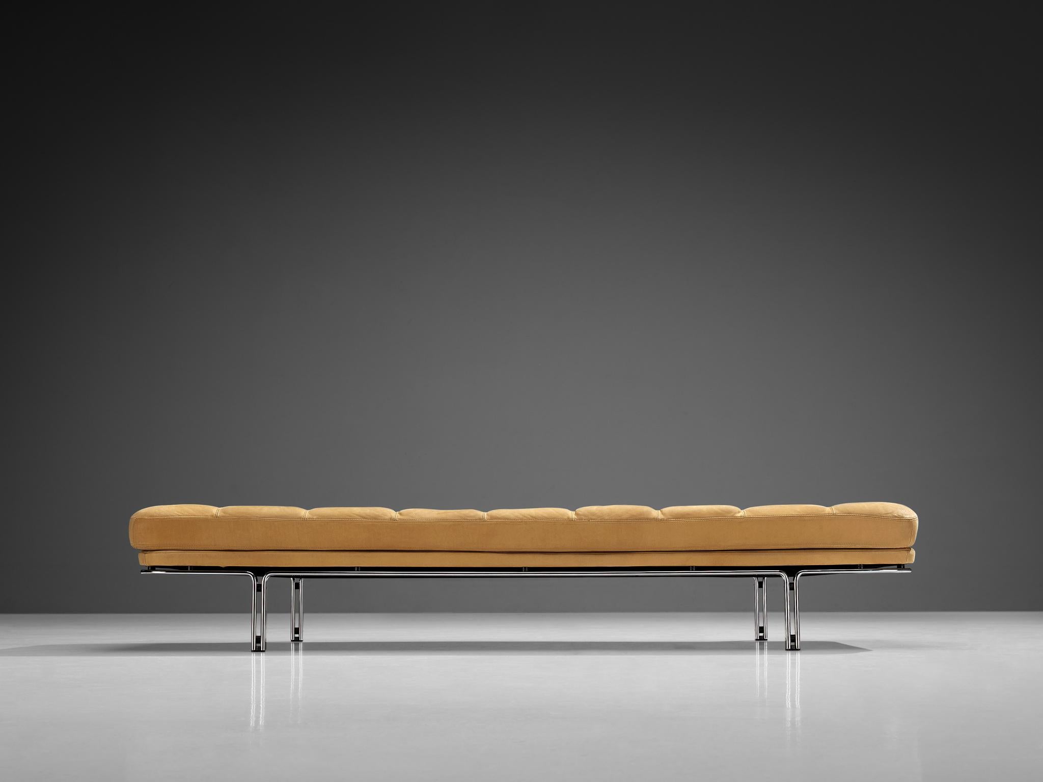 Mid-20th Century Horst Brüning Daybed in Steel and Camel Leather For Sale