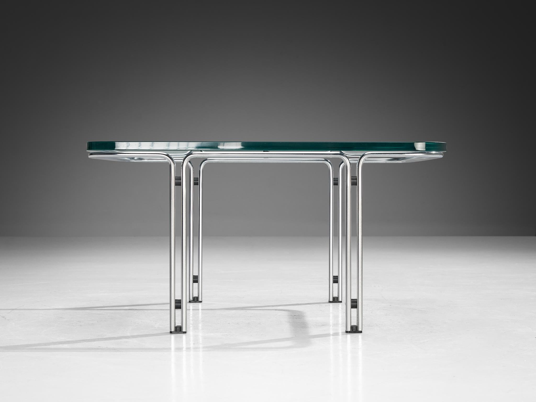 Horst Brüning für Kill International Cocktailtisch aus Glas und Stahl (Deutsch) im Angebot