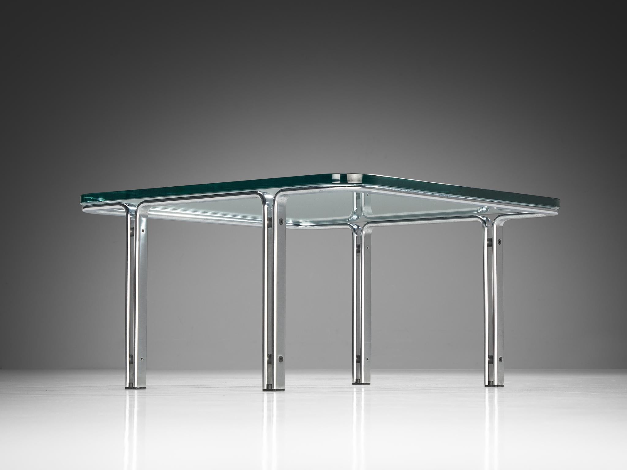 Horst Brüning für Kill International Cocktailtisch aus Glas und Stahl (Ende des 20. Jahrhunderts) im Angebot