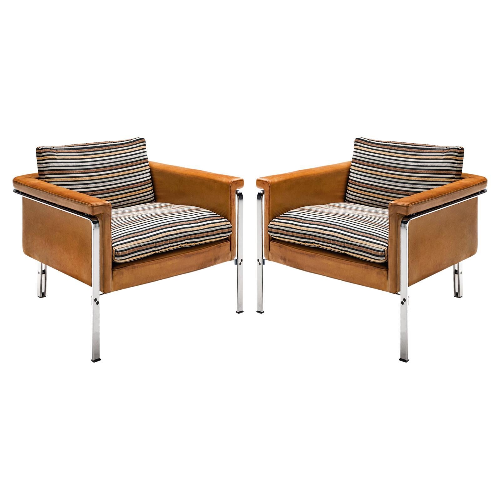 Horst Brüning for Kill International Pair of Lounge Chairs in Cognac Leather