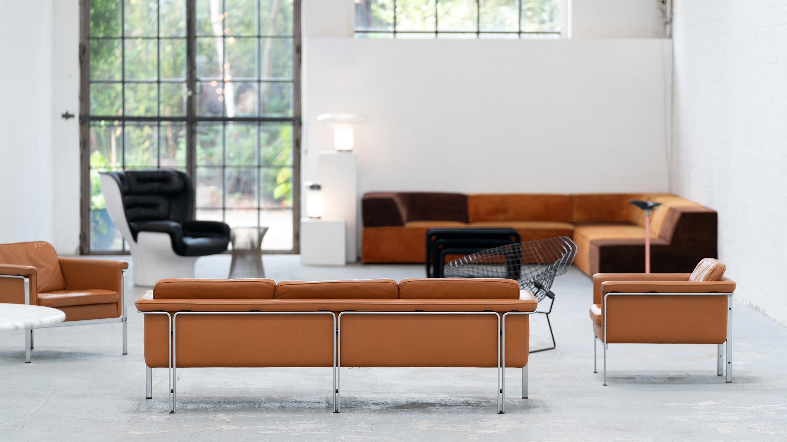 Mid-Century Modern Horst Brüning, Lounge 3-Seat Sofa for Kill International, 1967 Germany Leather