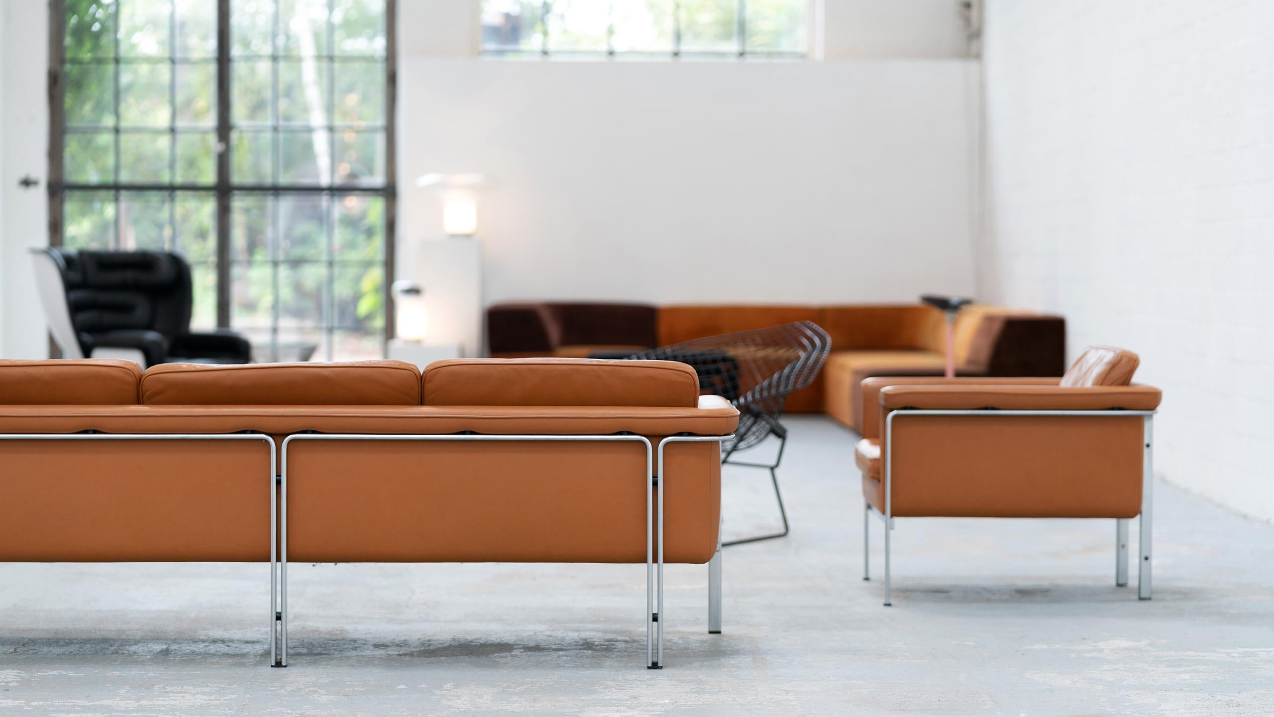 Horst Brüning, Lounge 3-Seat Sofa for Kill International, 1967 Germany Leather In Good Condition In Munster, NRW