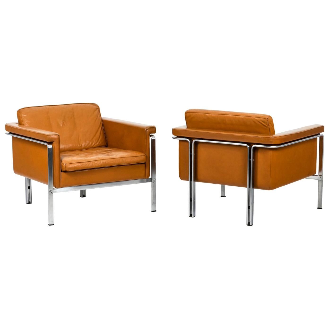 Horst Brüning, Pair of Armchairs in Leather, 1960’s