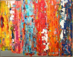 Blaze of Color - contemporary abstract art work of stripes of various colors
