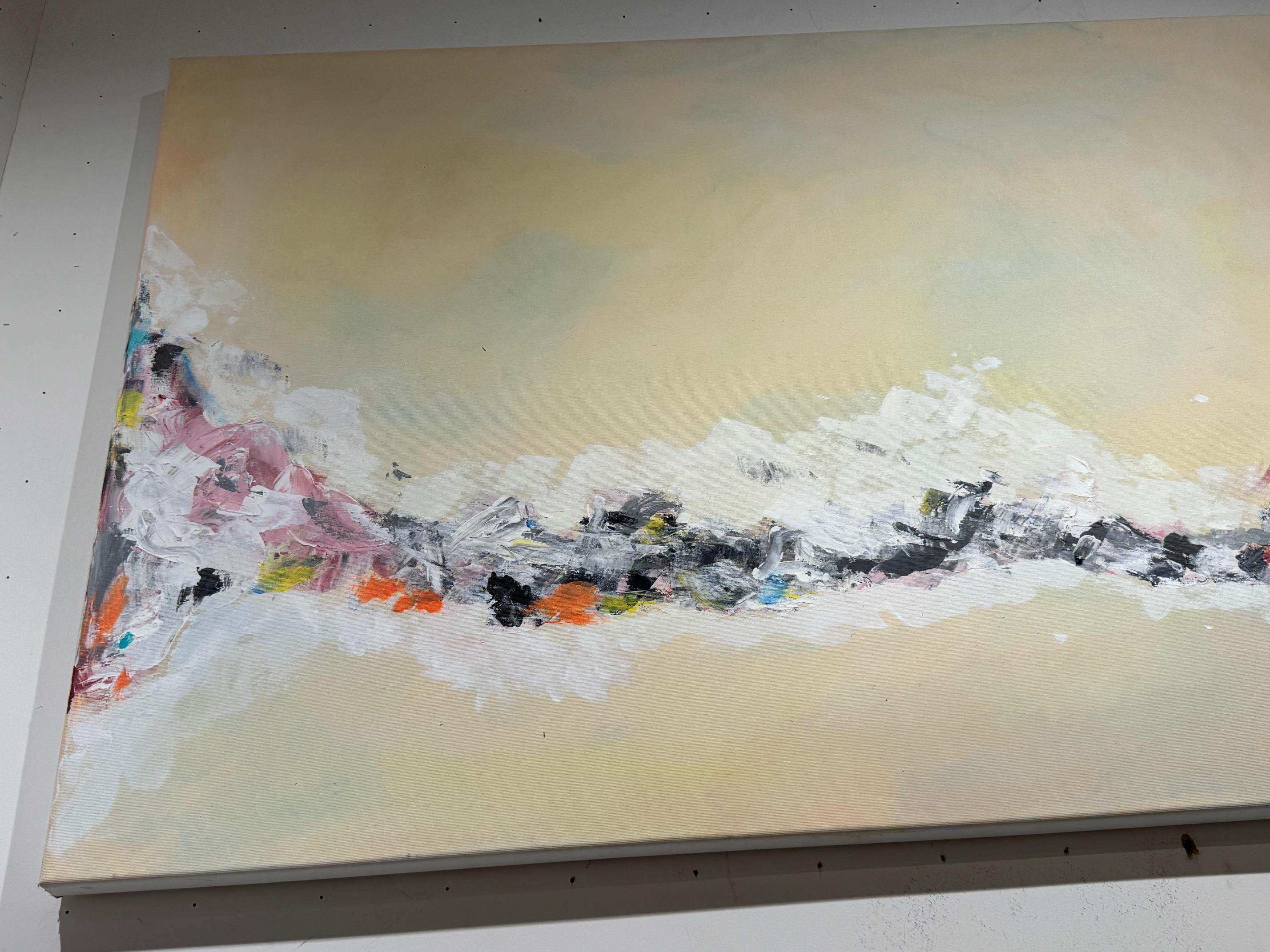 Cluster 3 - contemporary abstract minimalist artwork - Beige Abstract Painting by Horst Güntheroth