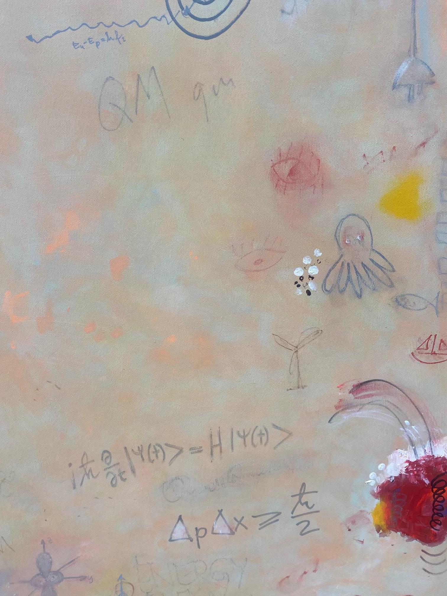 Particella elementare-opera d'arte astratta contemporanea, omaggio giocoso a Cy Twombly in vendita 1