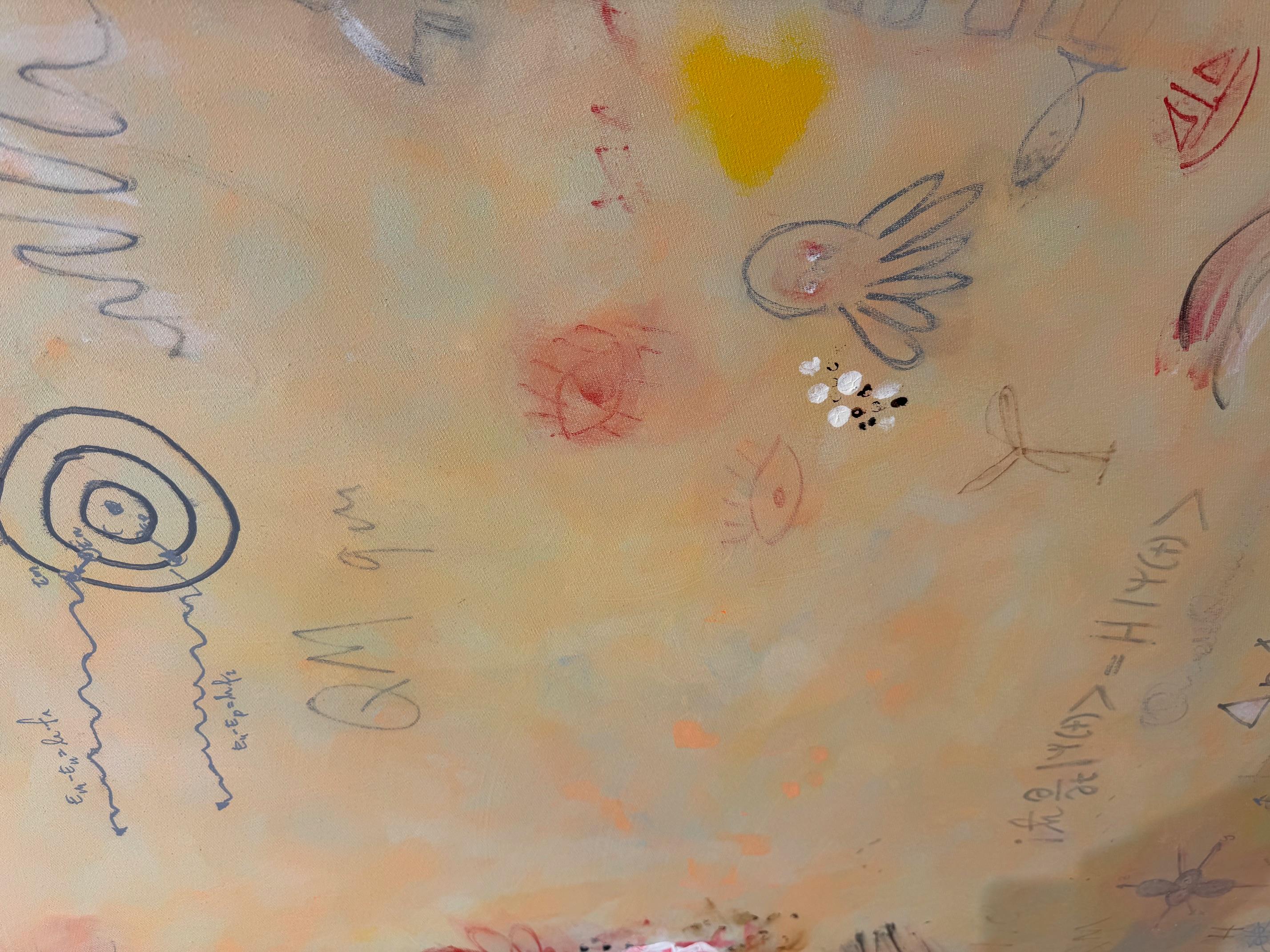 Particella elementare-opera d'arte astratta contemporanea, omaggio giocoso a Cy Twombly in vendita 2