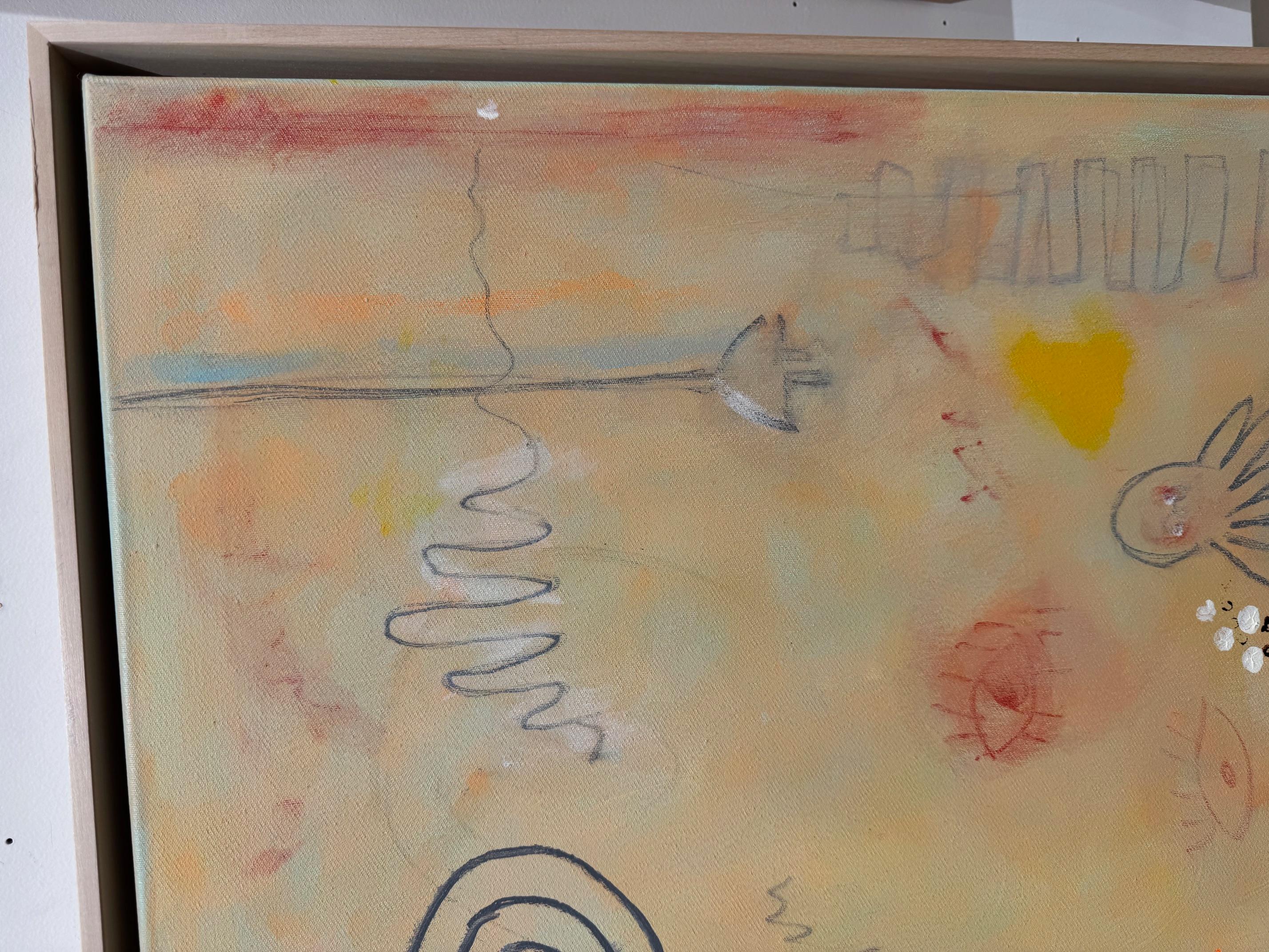 Particella elementare-opera d'arte astratta contemporanea, omaggio giocoso a Cy Twombly in vendita 3