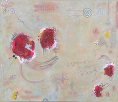 Elementary Particle-contemporary abstract artwork, playful homage to Cy Twombly 