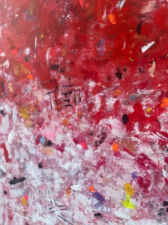 Glowing Embers - contemporary abstract art work of vibrant pointillist  colors