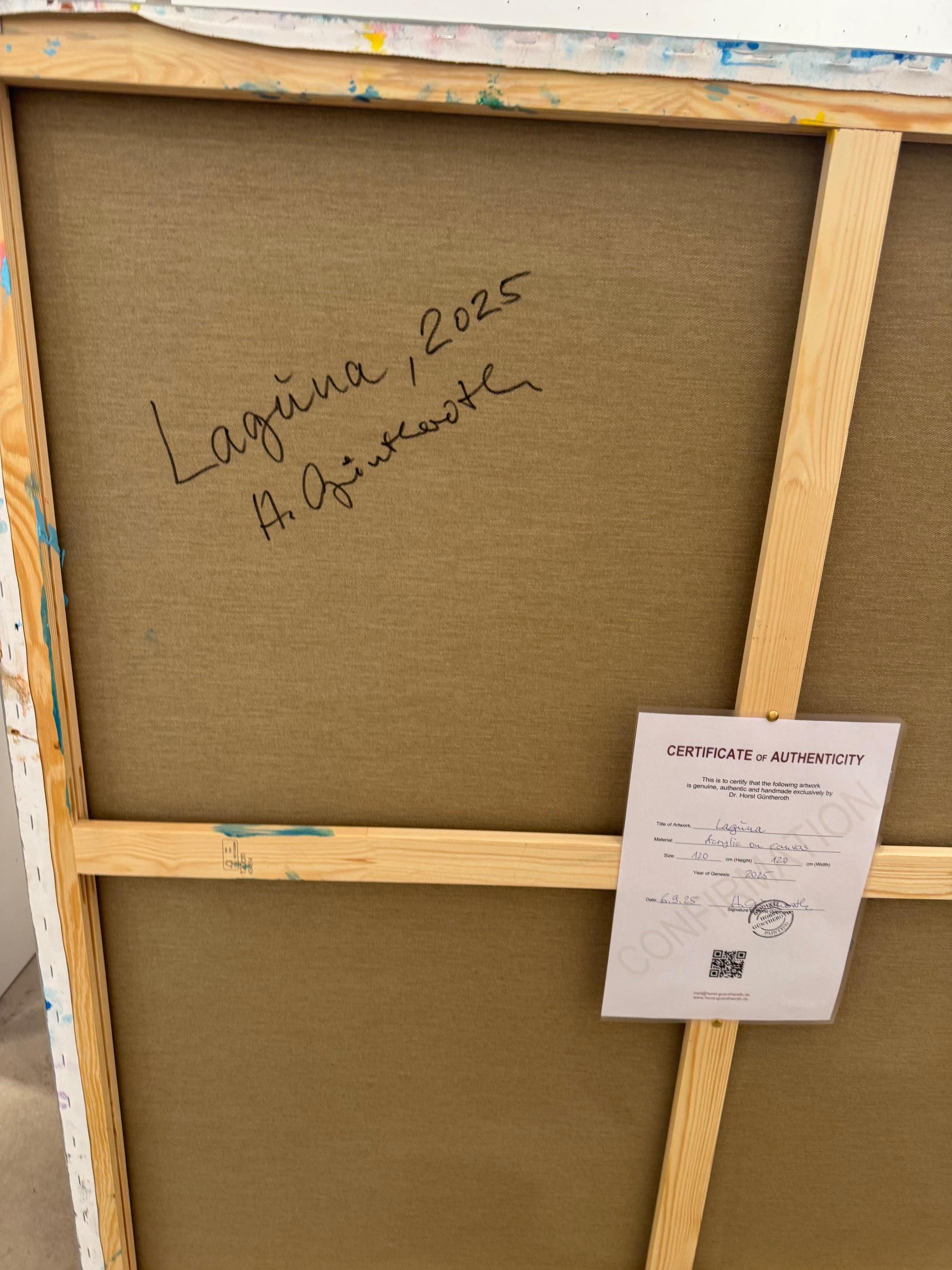 Laguna - art abstrait contemporain référence à l'expressionnisme vibrant en vente 3