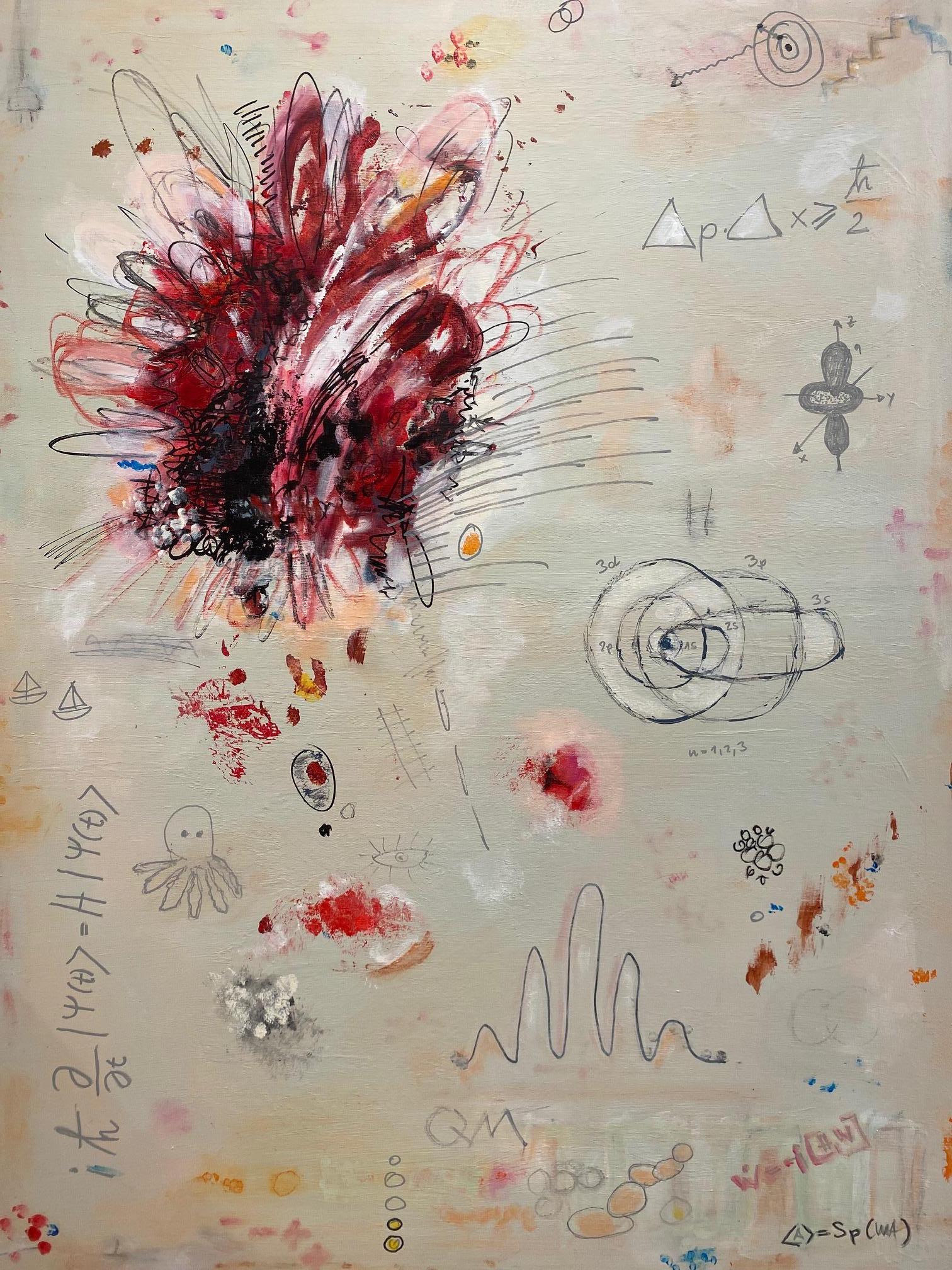 Horst Güntheroth Abstract Painting - Microcosm - contemporary abstract artwork, playful homage to Cy Twombly 