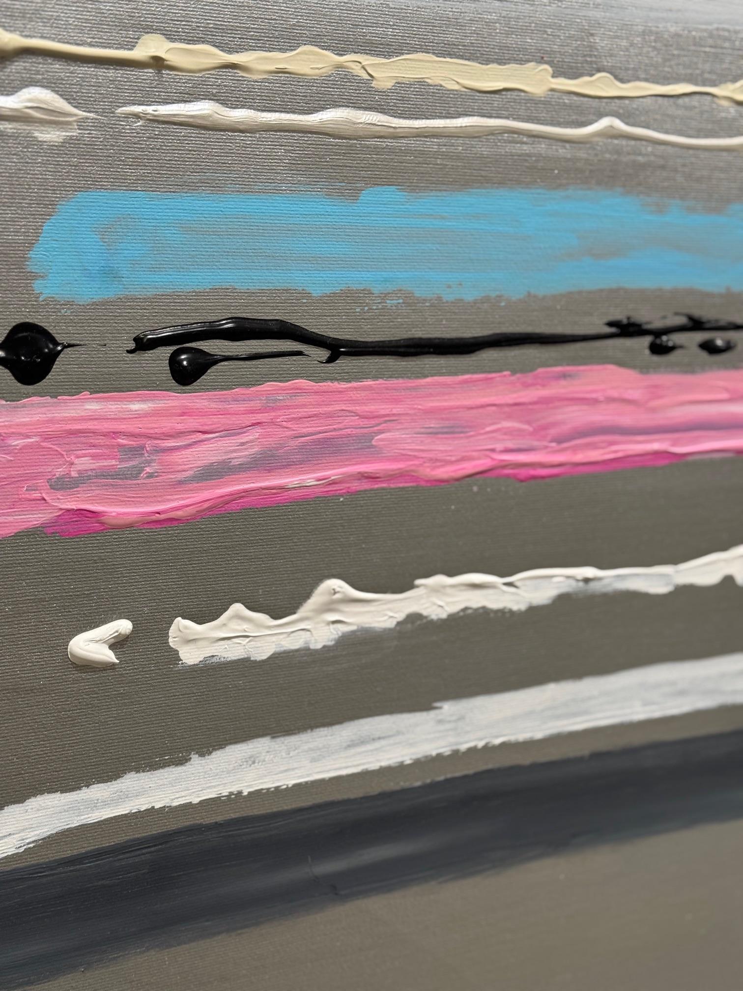 Silver Lining- opera pop art contemporanea di tramonto astratto vibrante e colorato - Painting di Horst Güntheroth