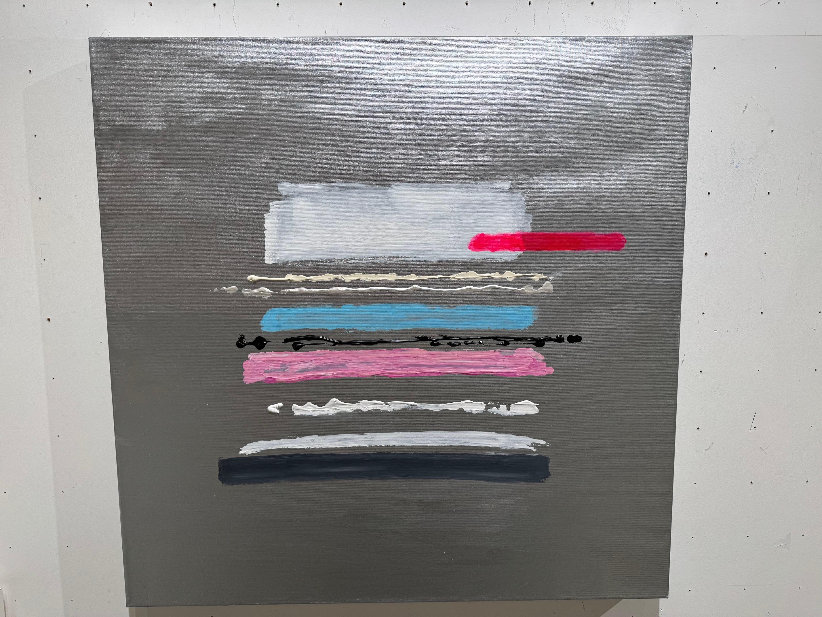 Silver Lining- opera pop art contemporanea di tramonto astratto vibrante e colorato in vendita 3