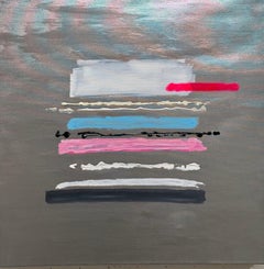 Silver Lining- contemporary pop art work of abstract sunset vibrant and colorful
