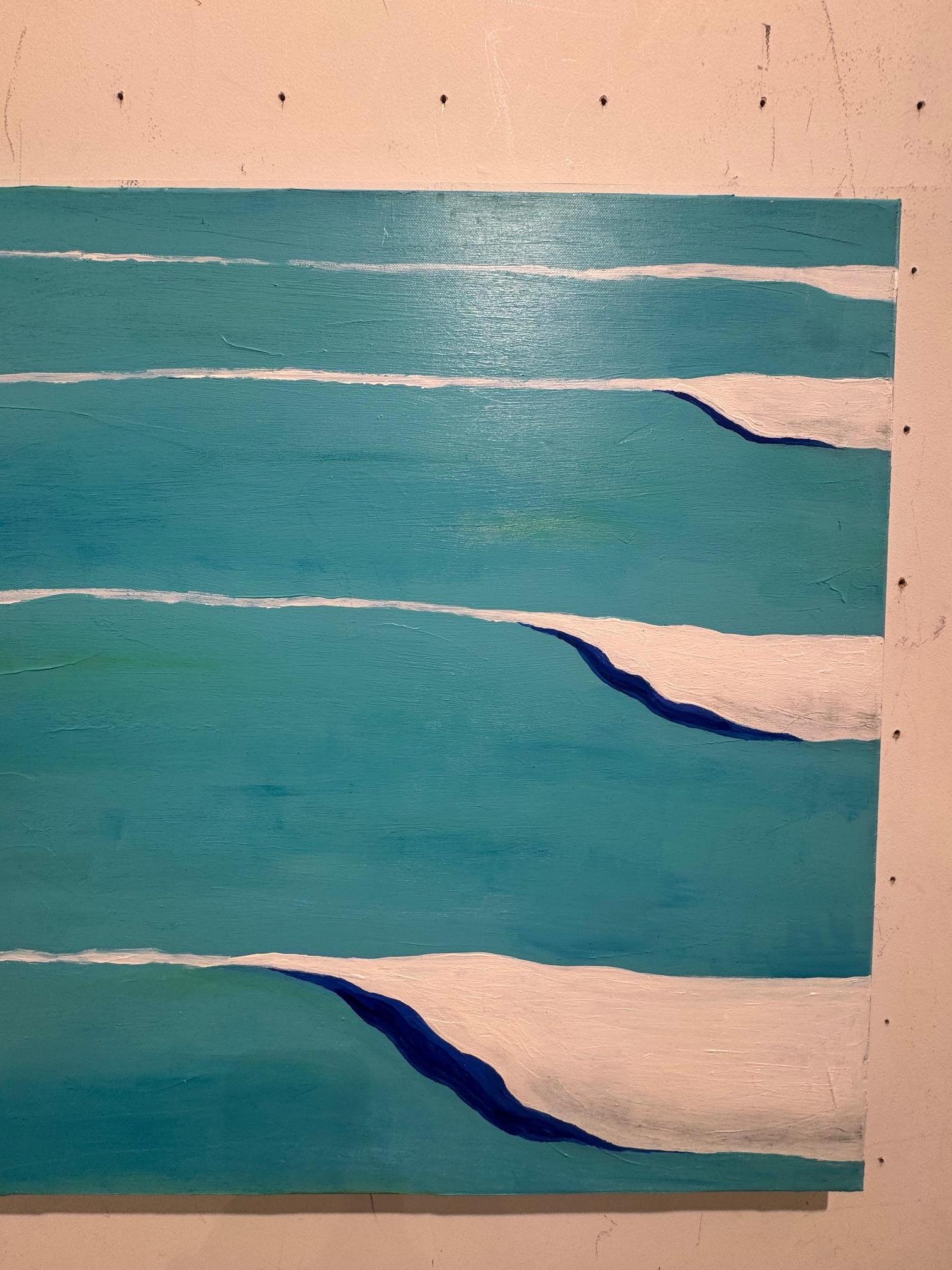 Surf - zeitgenössische Kunst Seelandschaft abstrakt minimalistisch Surfwelle Ozean (Blau), Abstract Painting, von Horst Güntheroth