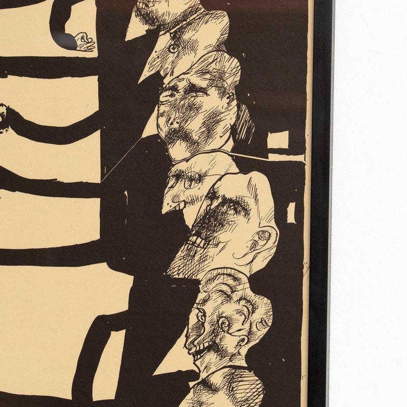 Horst Janssen Hand-Signed Poster 'München' Original Zinc Etching, 1967 — Framed For Sale 4
