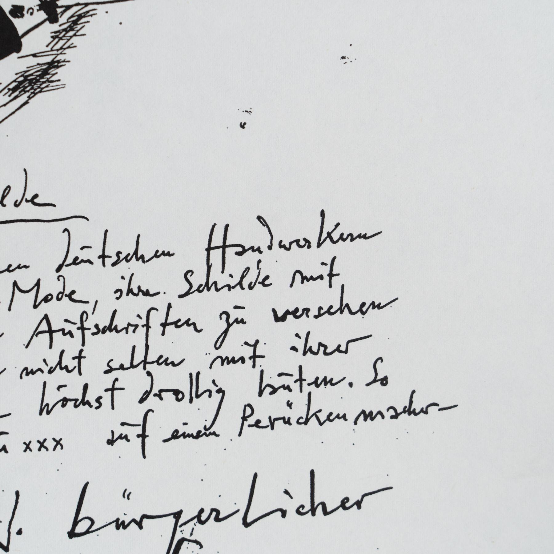 Horst Janssen Signierter Druck - Laatzener Bilderbogen, Surrealistische Schwarz-Weiß-Kunst im Angebot 1