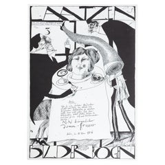 Horst Janssen Impresión firmada - Laatzen Bilderbogen, Arte surrealista en blanco y negro