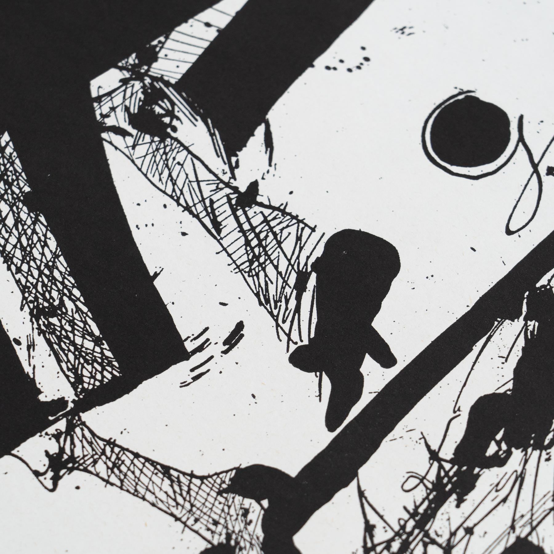 Stampa firmata Horst Janssen - Lubecca, arte surrealista in bianco e nero in vendita 4