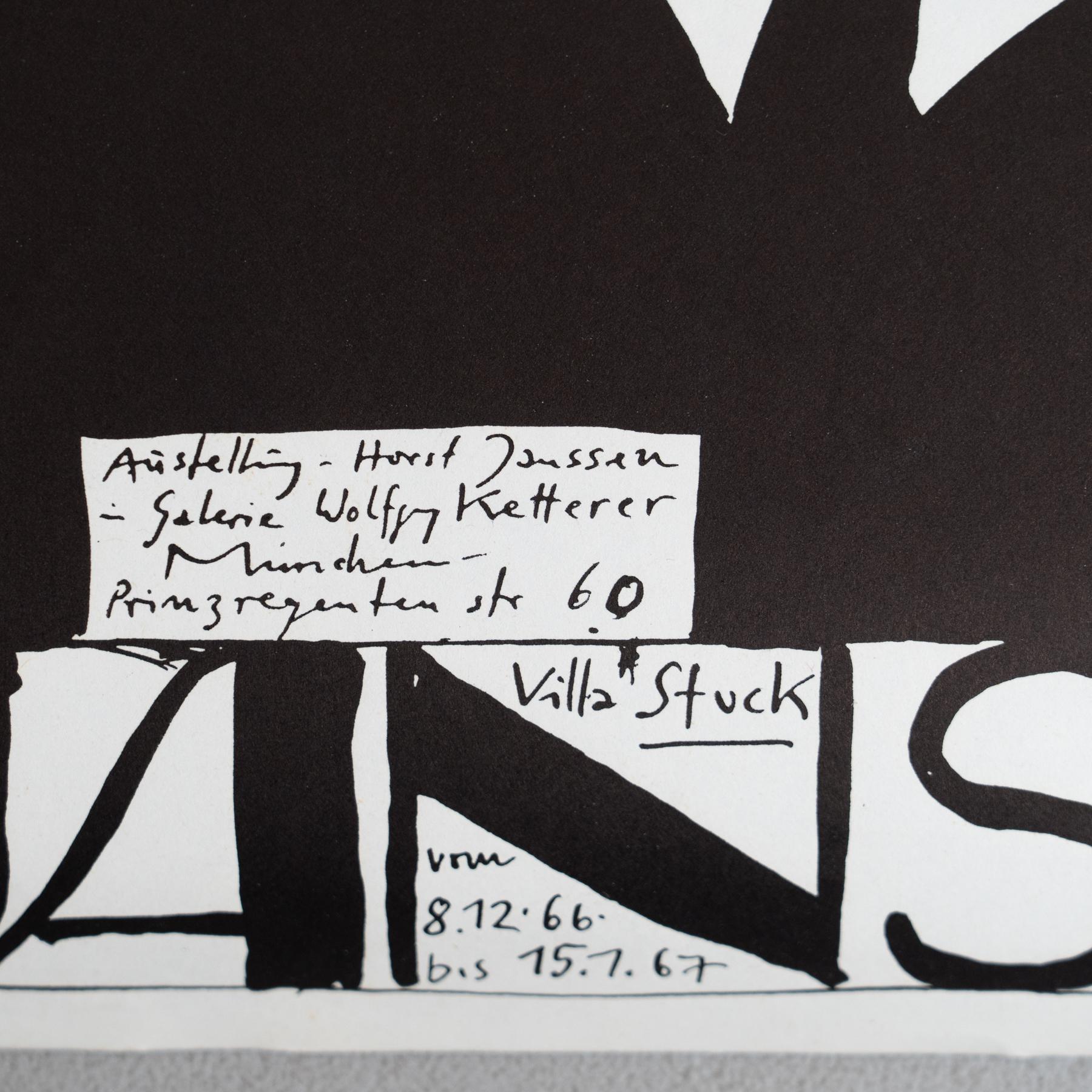 Horst Janssen Signierter Druck - Munchen, Surrealistische Schwarz-Weiß-Kunst im Angebot 4