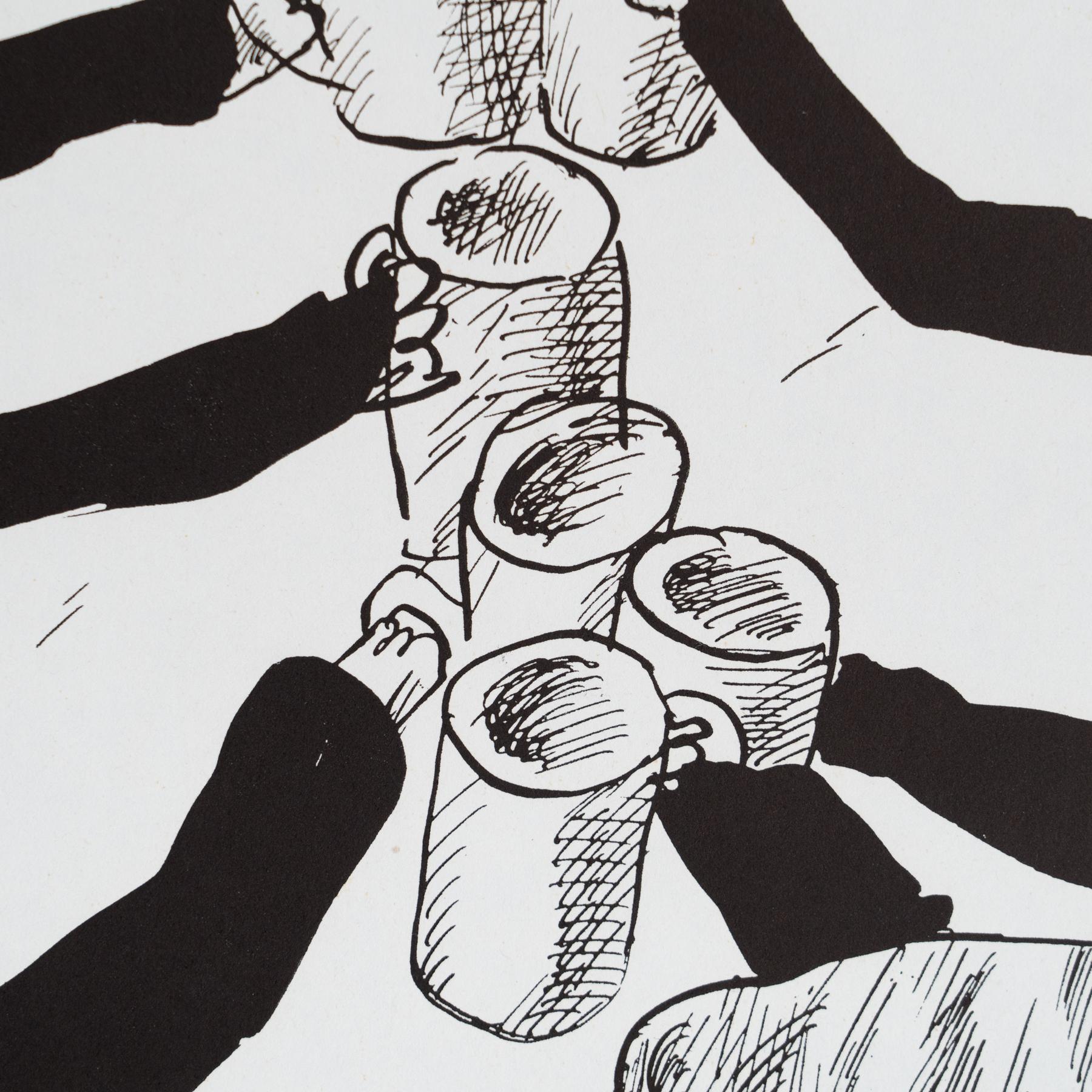 Horst Janssen Signierter Druck - Munchen, Surrealistische Schwarz-Weiß-Kunst im Angebot 2