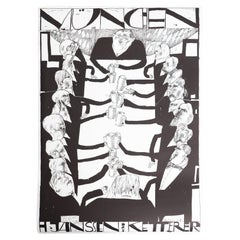 Horst Janssen Impresión firmada - Munchen, Arte surrealista en blanco y negro