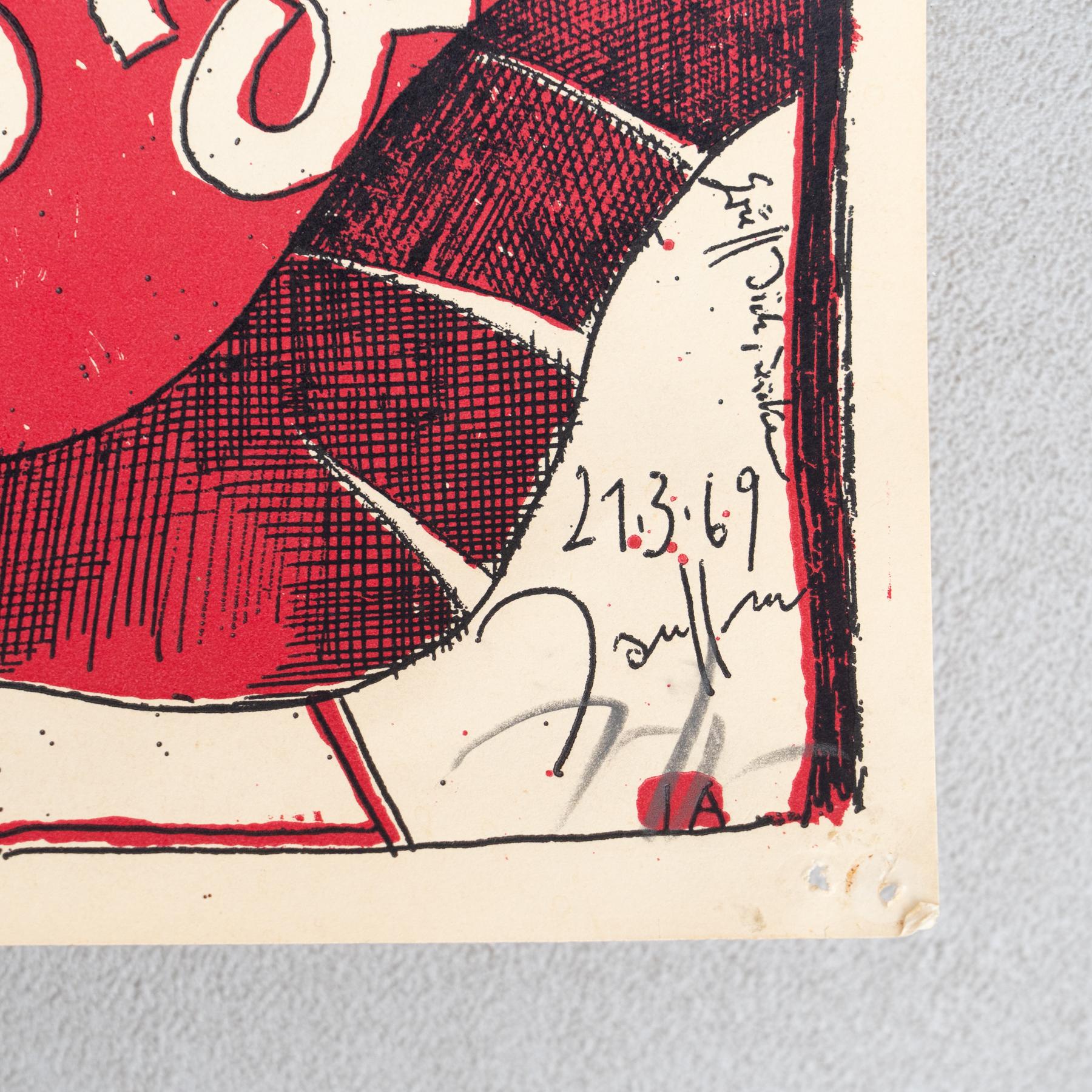 Lámina firmada por Horst Janssen - Llamativa obra de arte roja y negra de los años 60 en venta 5