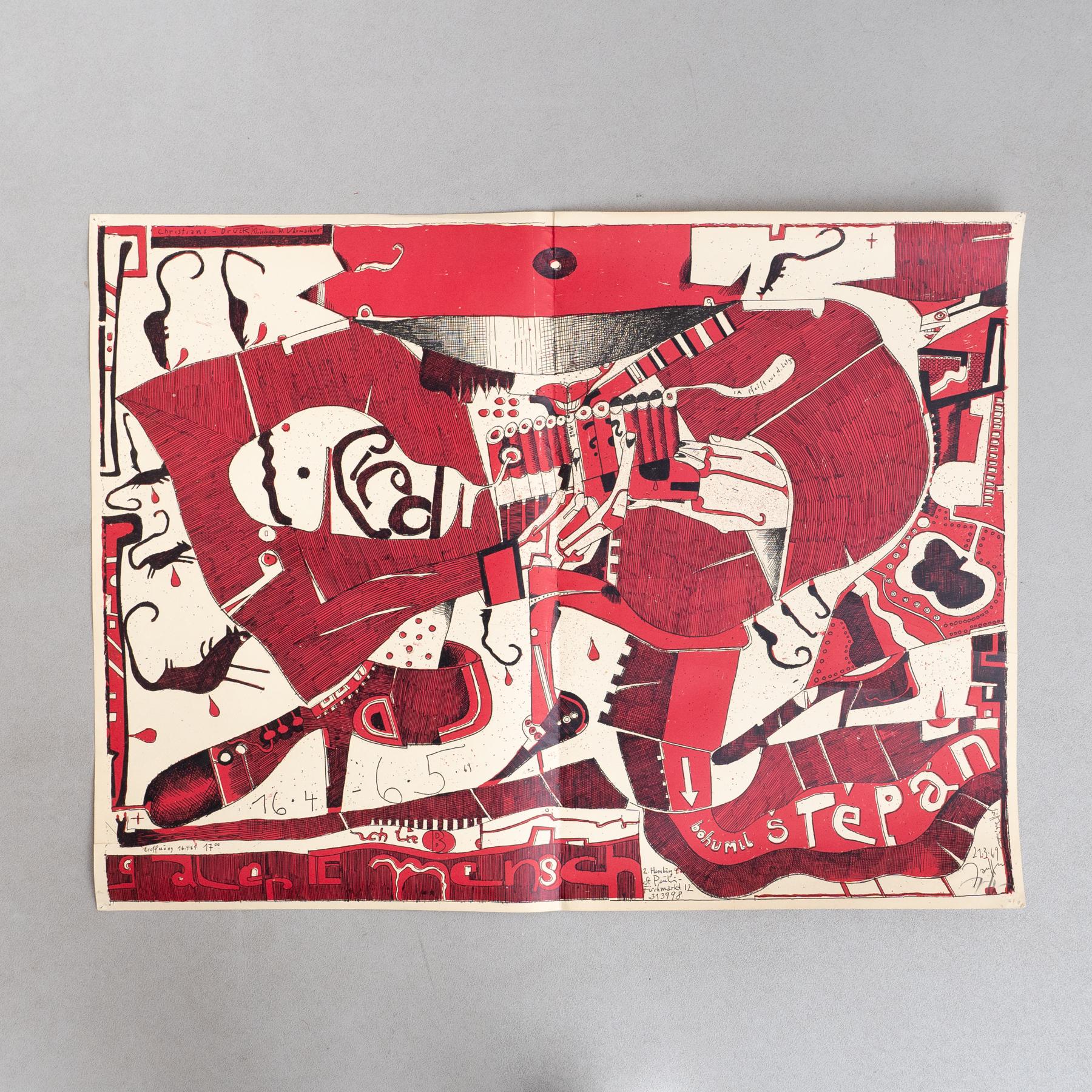 Esta excepcional impresión firmada a mano por Horst Janssen muestra su icónico estilo de dibujo en llamativos tonos rojos y negros. Capturando la esencia de su visión artística, esta pieza es imprescindible para coleccionistas y entusiastas del arte