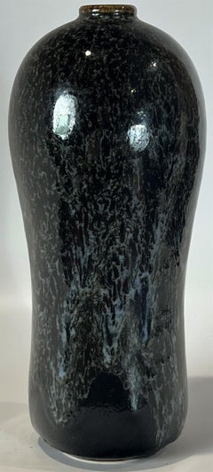 Horst Kerstan Black and Blue Double Gourd Tall Vase Germany Kandern/Baden