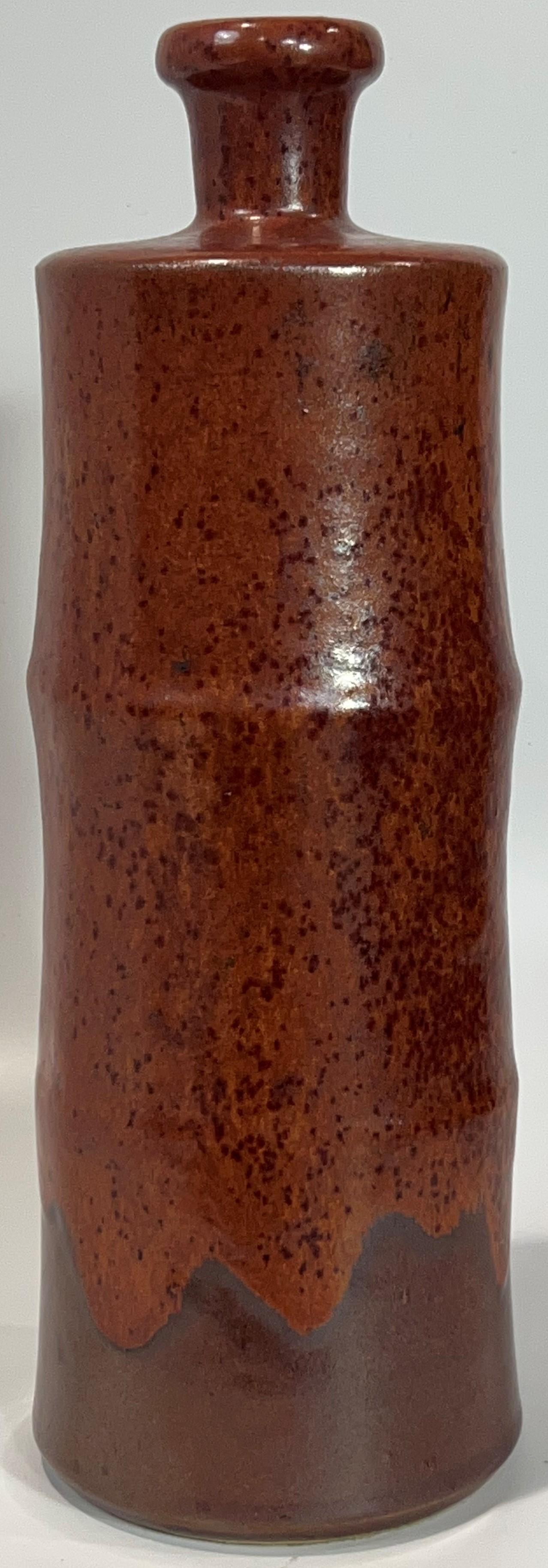 Horst Kerstan three stage large bottle vase. After a period in the 70's focused on experiments with his Anagami kiln, high fired glazes on porcelaneous stoneware embody a third (or fourth) distinct body of work all subtly informed by serious study