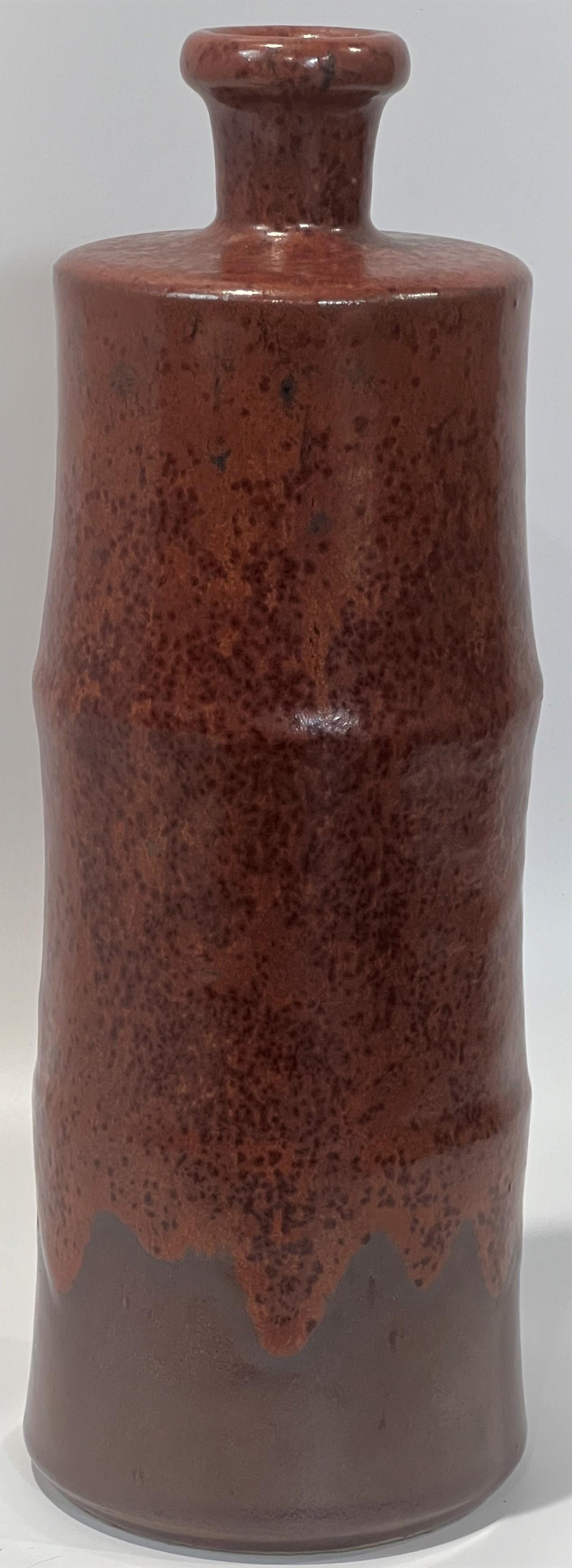 Mid-Century Modern Horst Kerstan Bottle Vase Large Fantastic Brown Micro-Crystalline over Brown