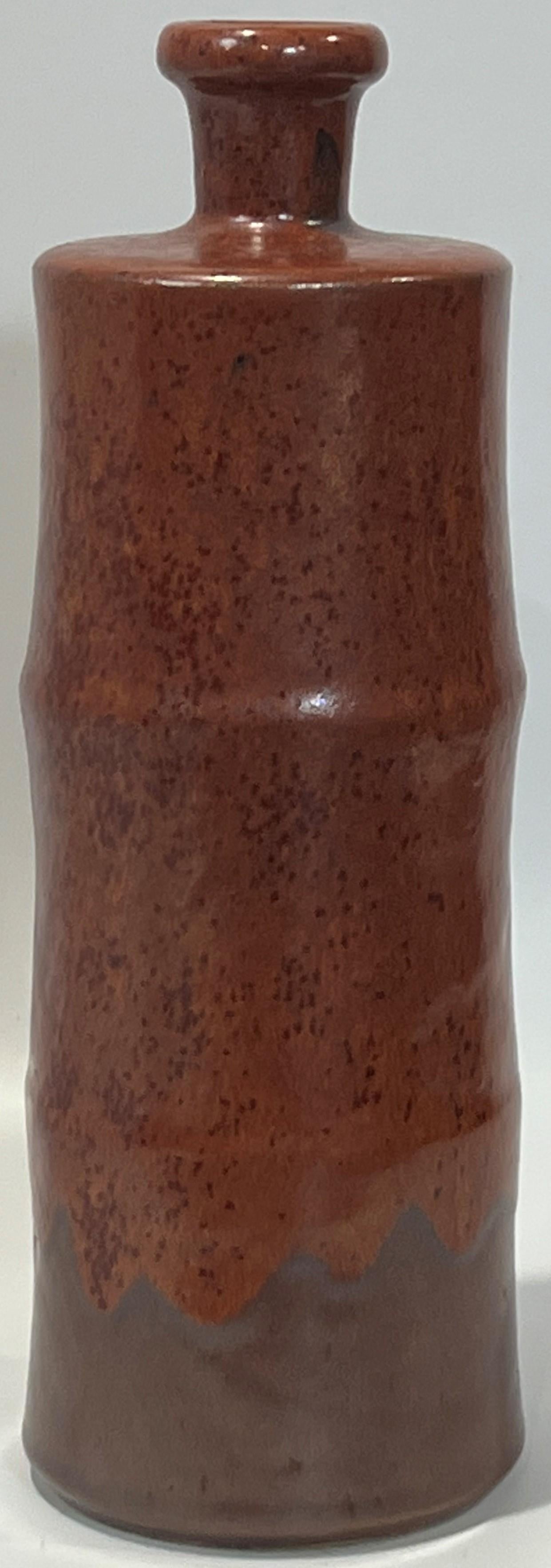 Hand-Crafted Horst Kerstan Bottle Vase Large Fantastic Brown Micro-Crystalline over Brown