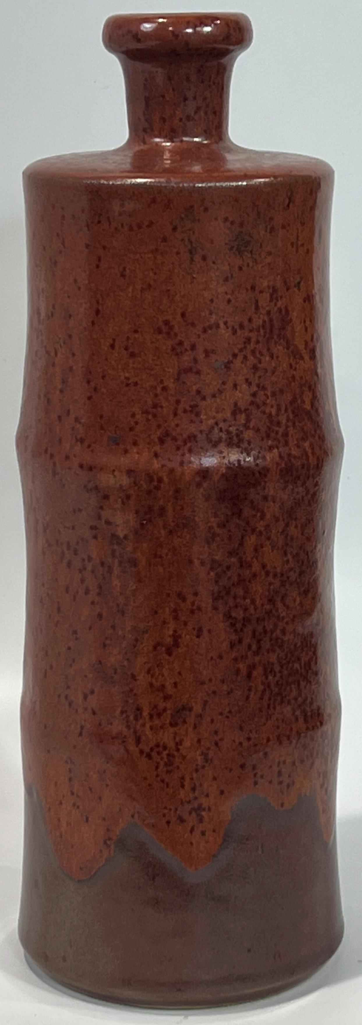 Pottery Horst Kerstan Bottle Vase Large Fantastic Brown Micro-Crystalline over Brown