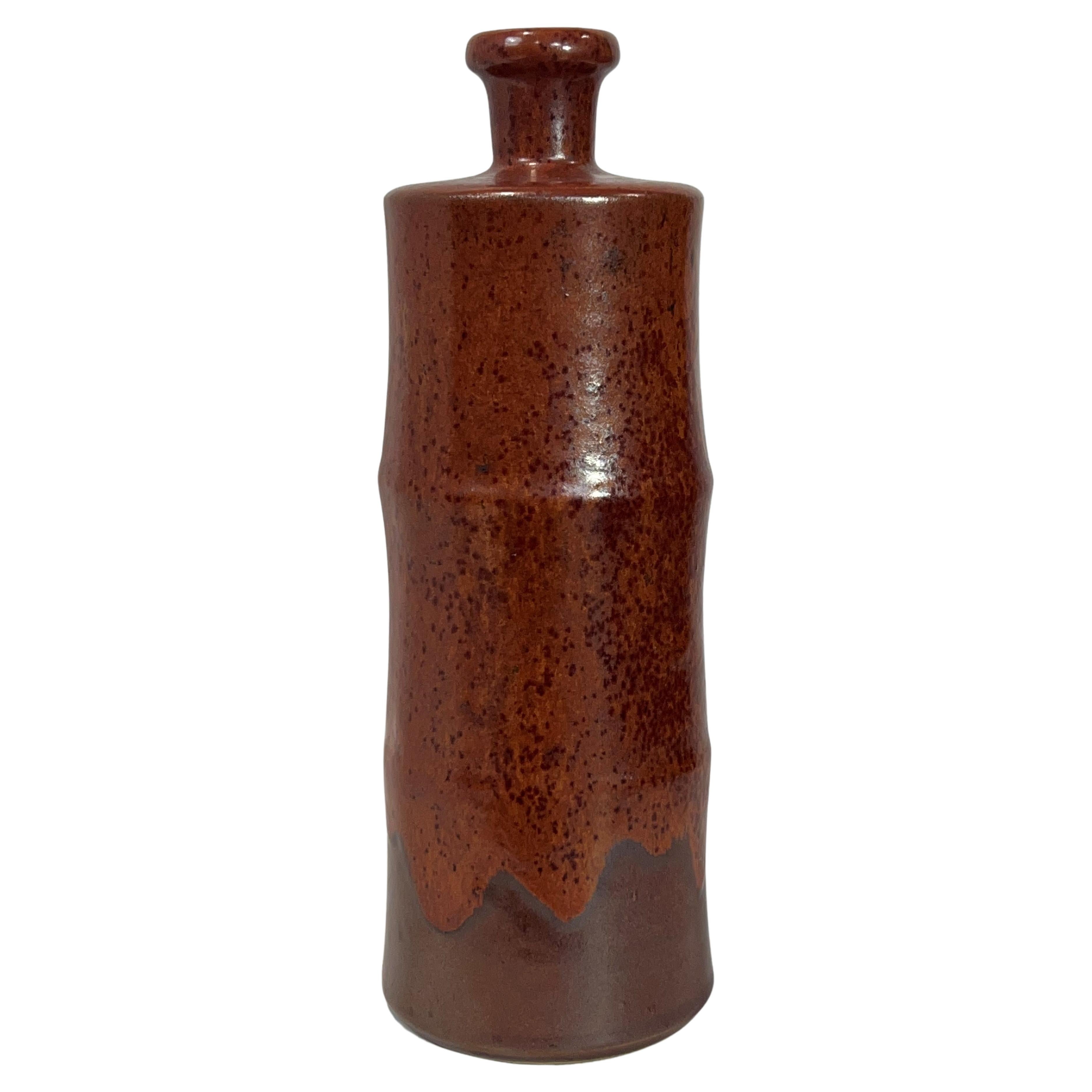 Horst Kerstan Bottle Vase Large Fantastic Brown Micro-Crystalline over Brown