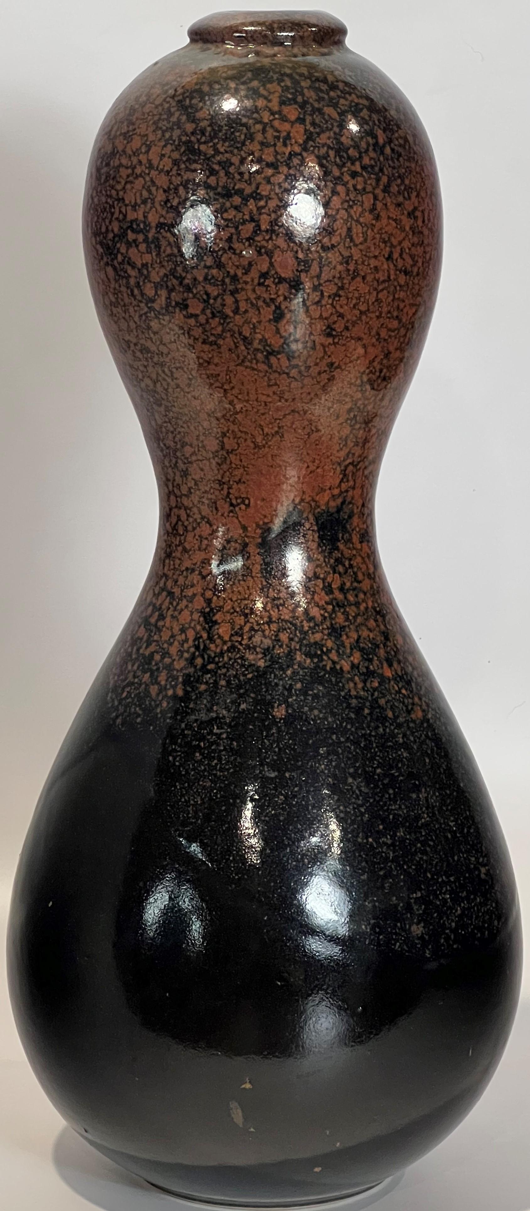 Horst Kerstan double gourd vase. After a period in the 70's focused on experiments with his Anagami kiln, high fired glazes on porcelaneous stoneware embody a third (or fourth) distinct body of work all subtly informed by serious study of Asian