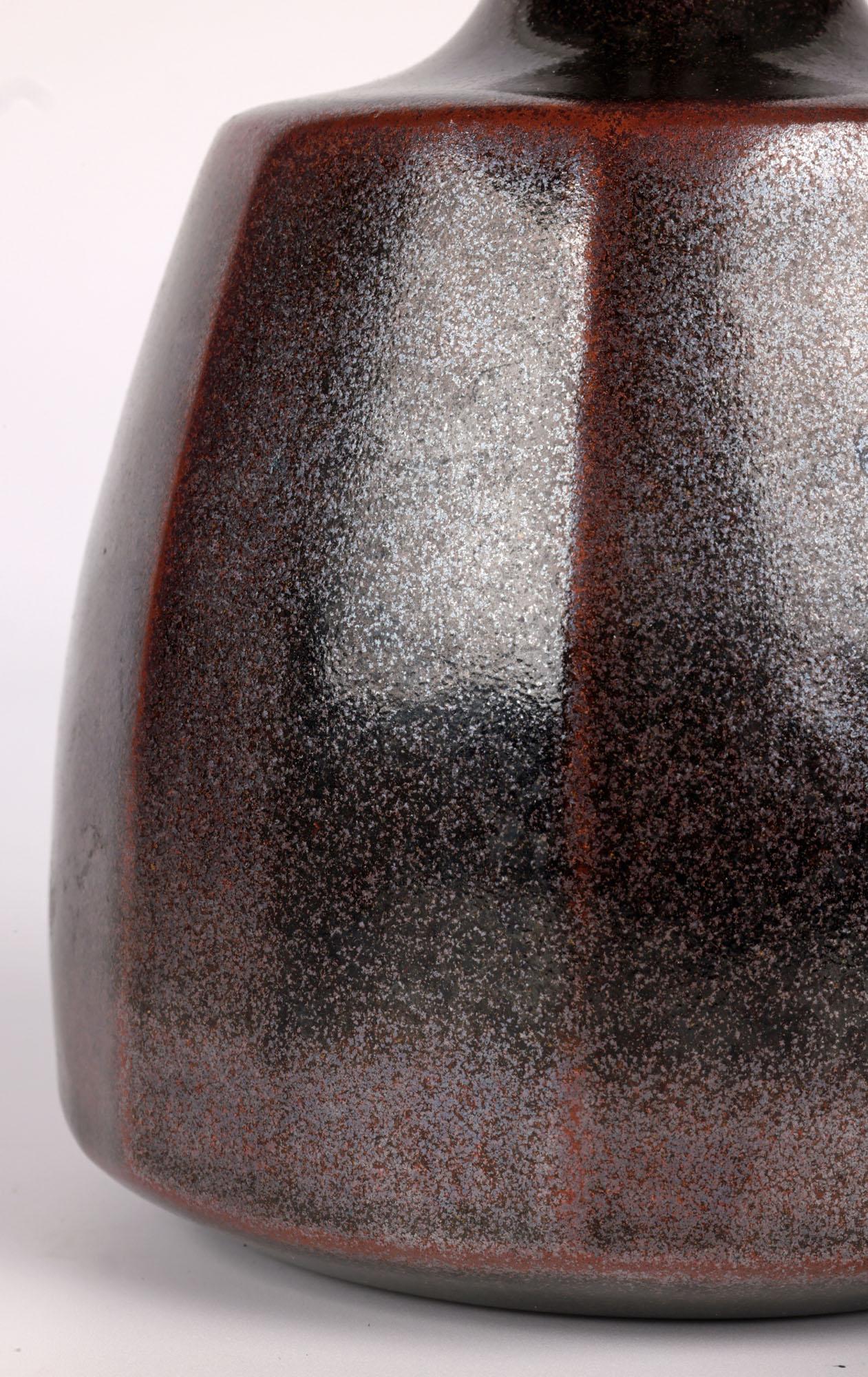 Glazed Horst Kerstan West German Studio Pottery Tenmoku Vase For Sale
