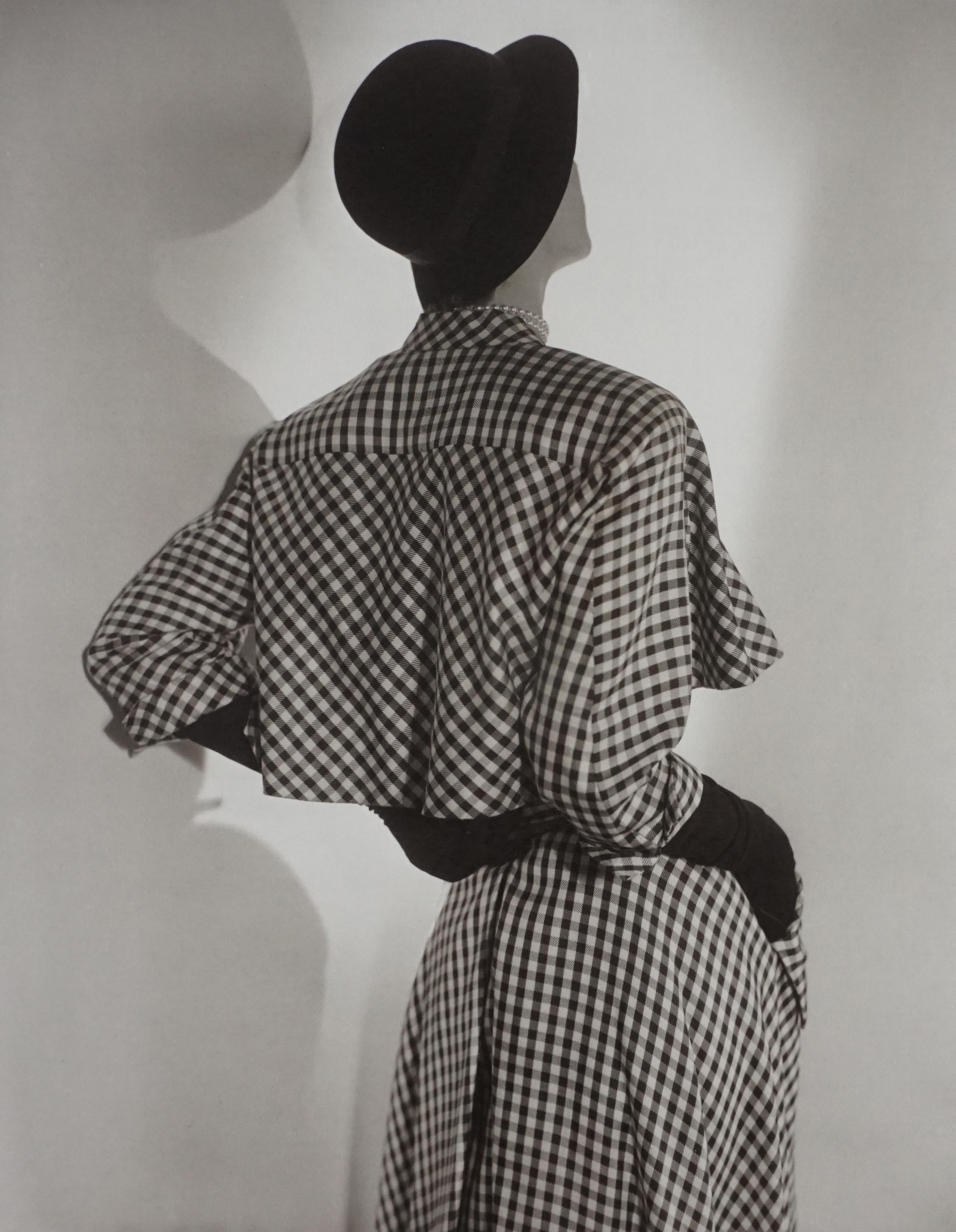 Horst P. Horst Black and White Photograph - Balenciaga Checkered Suit, Jean Patchett, 1949