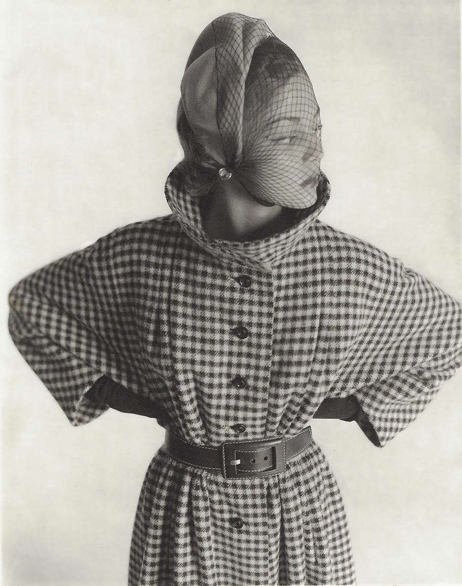 Horst P. Horst Black and White Photograph - Checkered Coat, Jean Patchett, 1949