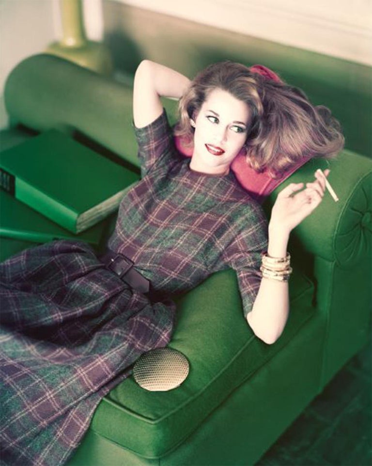 Jane Modeling Horst P. Horst - Portraits - Jane Fonda Modeling, Plaid Wool Dress, CA ...